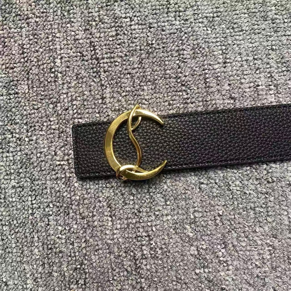 Christian Louboutin Reversible Belt Black/Red Leather Gold CL Buckle 85cm - Picture 4 of 5
